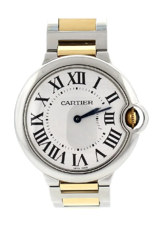 Cartier Ballon Bleu 36mm Steel Yellow Gold Ladies Watch W69008Z3 Pre-Owend