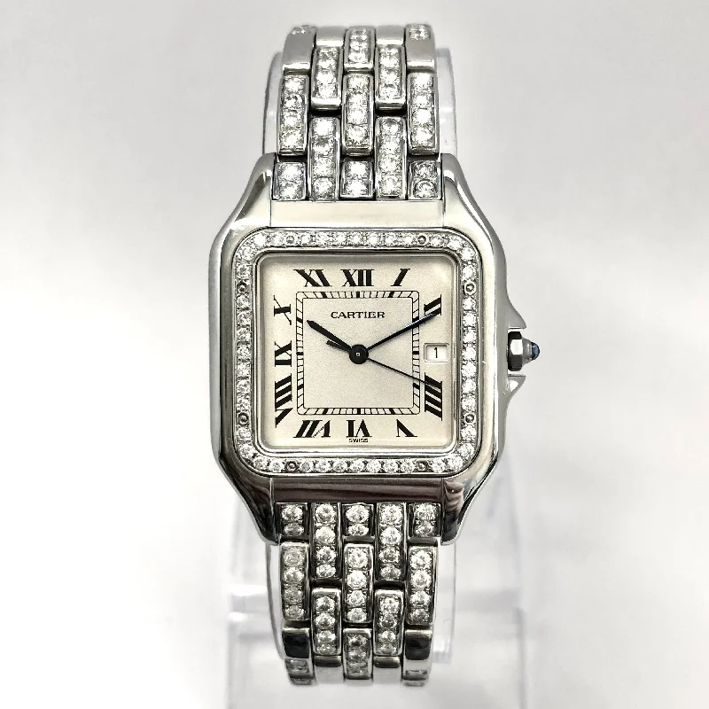 CARTIER PANTHÉRE Quartz 29mm Steel 3.42TCW Diamond Watch