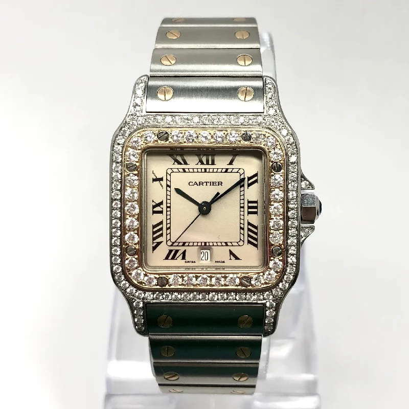 CARTIER SANTOS GALBEE 29mm Quartz 2 Tone 1.70TCW Diamond Watch