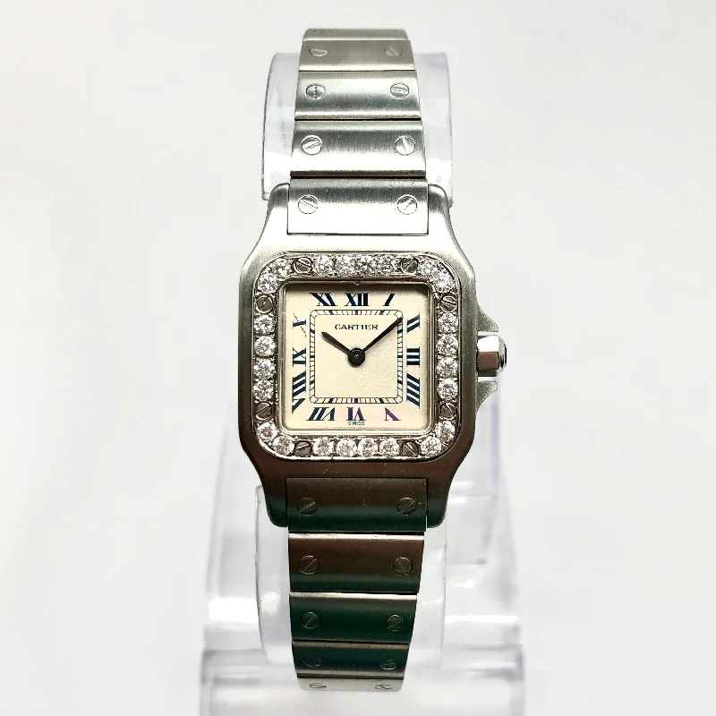 CARTIER SANTOS GALBEE Quartz 24mm Steel 0.69TCW DIAMOND Watch