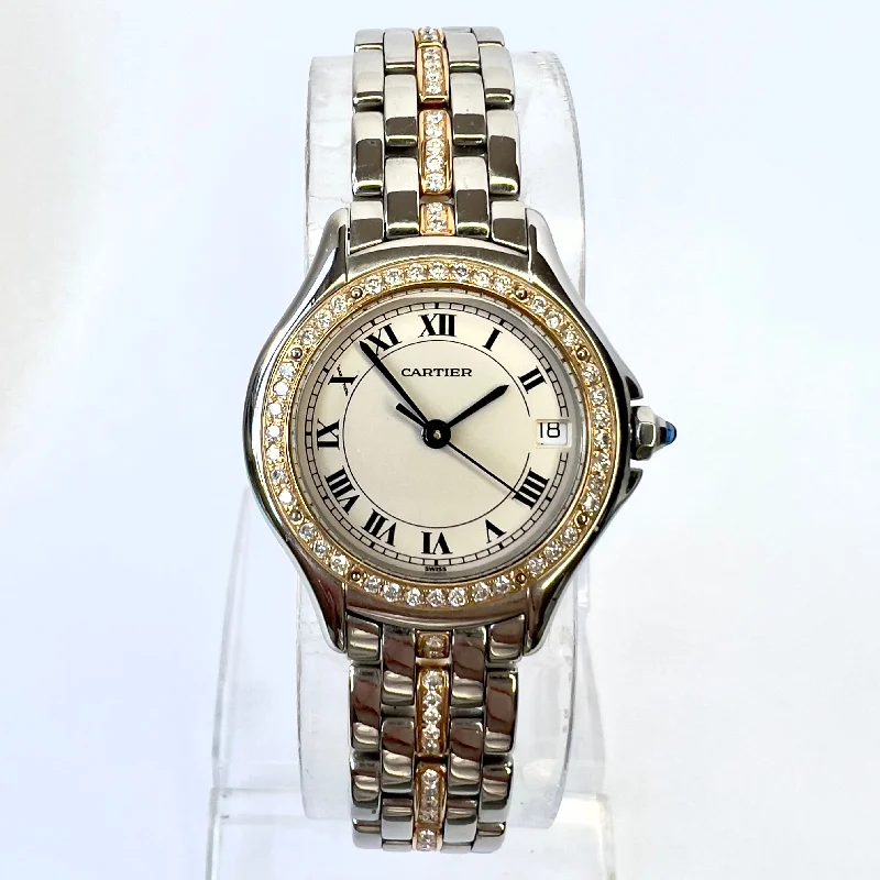 CARTIER COUGER Quartz 27mm 1 Row Gold 0.97TCW Diamond Watch