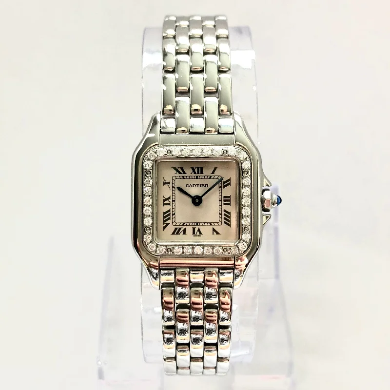 CARTIER PANTHERE 23mm Quartz Steel 0.32TCW DIAMOND Watch