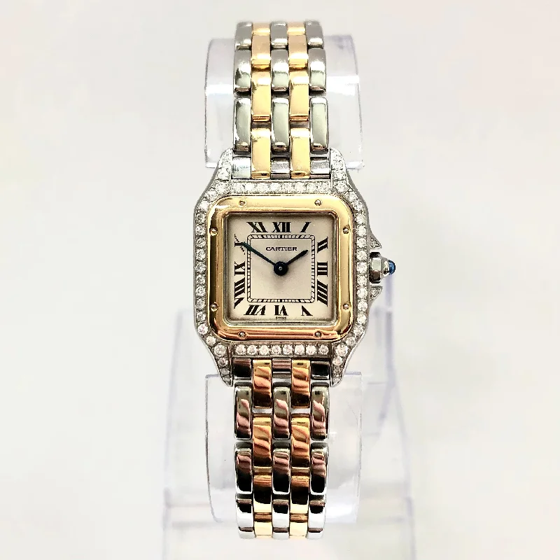 CARTIER PANTHERE Quartz 23mm 2 Row Gold 0.54TCW Diamond Watch