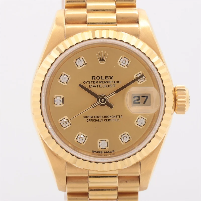 Rolex Datejust 26mm 18k Yellow Gold with Diamonds Watch - 69178G