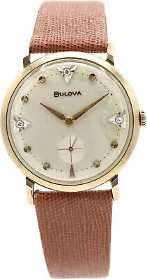 Vintage 32mm 1966 Bulova I509142 Diamond Indices Manual Wristwatch Swiss 10k GF