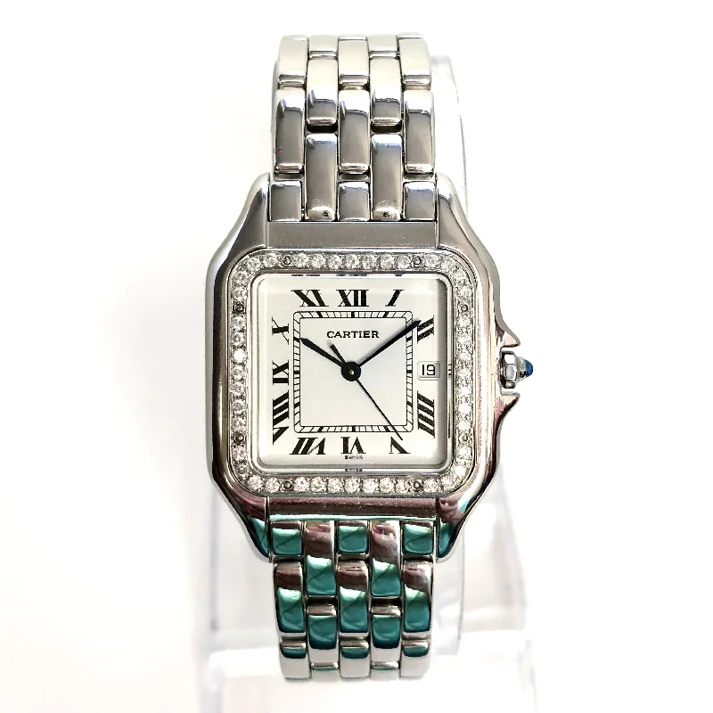 CARTIER PANTHERE Quartz 29mm Steel 0.55TCW Diamond Watch