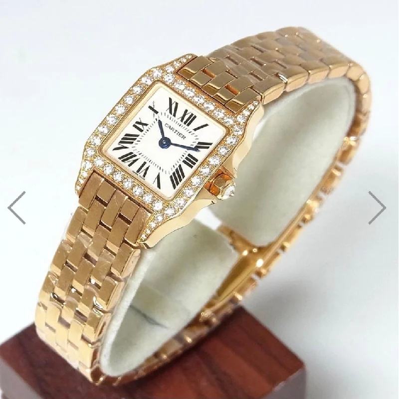 CARTIER SANTOS DEMOISELLE 20mm 18K Yellow Gold ~1TCW DIAMOND Watch