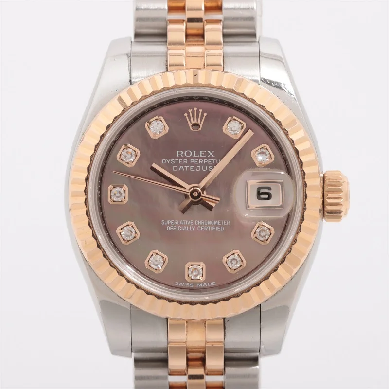 Rolex Datejust 26mm Two Tone Pink Face Mother of Pearl MOP Watch 179171